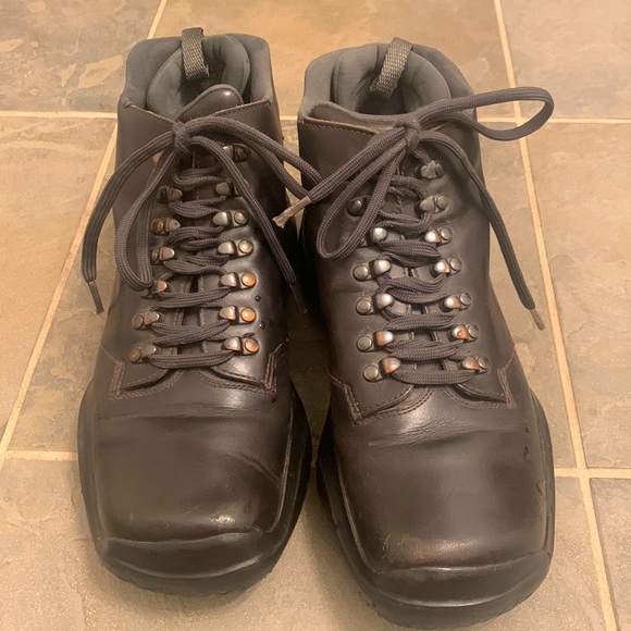 Prada Chunky Men's Combat Vibram Boot Brown Leather T0330 Size 7.5 - Picture 2 of 11